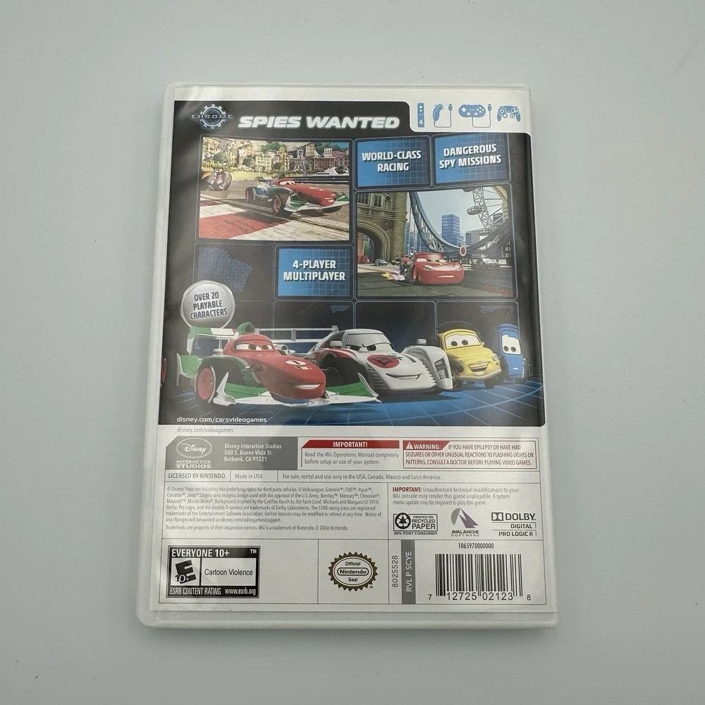 Nintendo Wii Cars 2 Video Game With Case Manual 2011